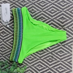 NWT Peixoto 'Zoni' Hi-Waist Bikini Bottom, XS, Kiwi Lime, Ribbed